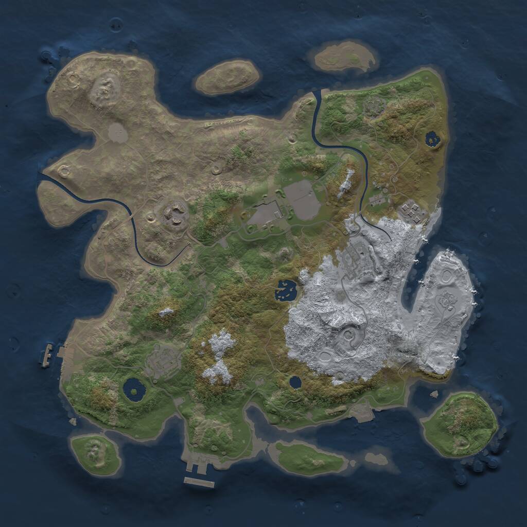 Rust Map: Procedural Map, Size: 3500, Seed: 887097838, 12 Monuments