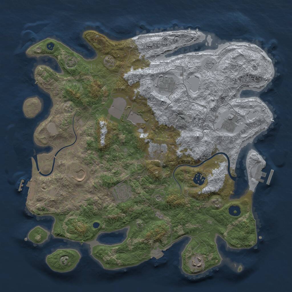 Rust Map: Procedural Map, Size: 3750, Seed: 2039725, 14 Monuments