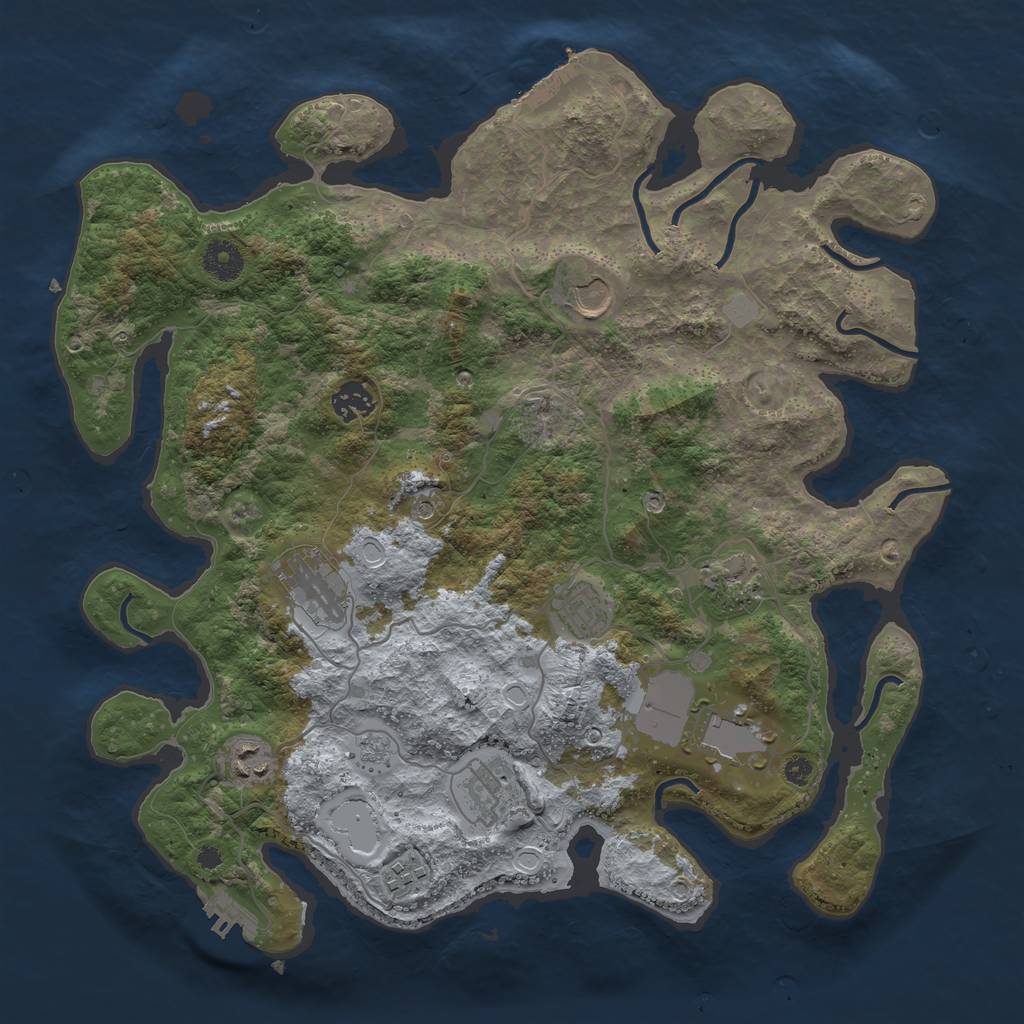 Rust Map: Procedural Map, Size: 3800, Seed: 808722582, 16 Monuments