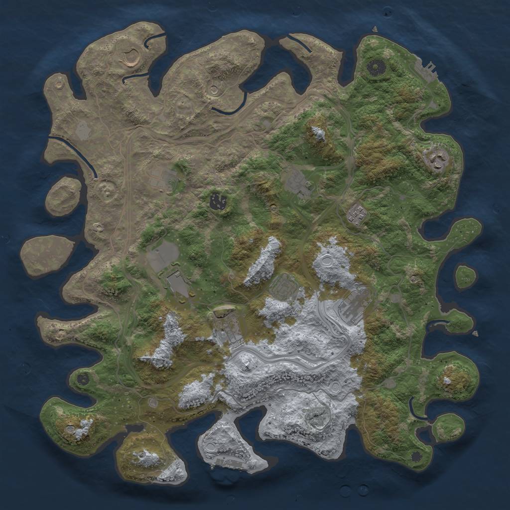 Rust Map: Procedural Map, Size: 4250, Seed: 1099299491, 16 Monuments