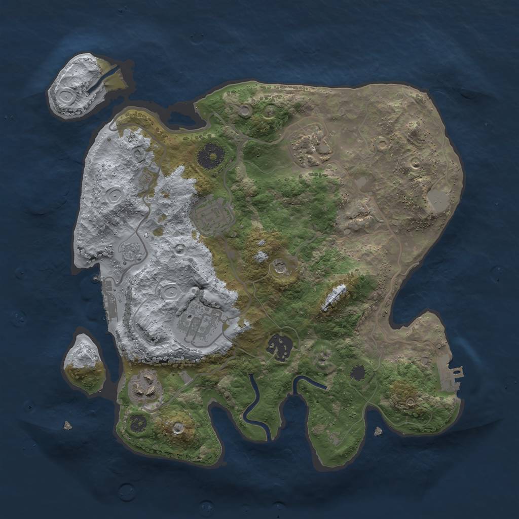 Rust Map: Procedural Map, Size: 3000, Seed: 13755, 12 Monuments