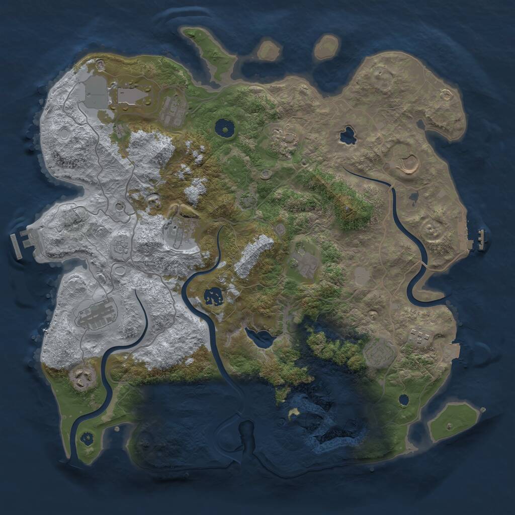 Rust Map: Procedural Map, Size: 4000, Seed: 207339, 17 Monuments
