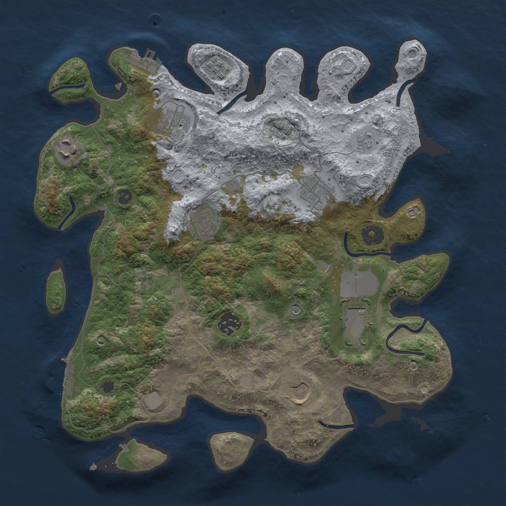Rust Map: Procedural Map, Size: 3500, Seed: 1909163545, 15 Monuments