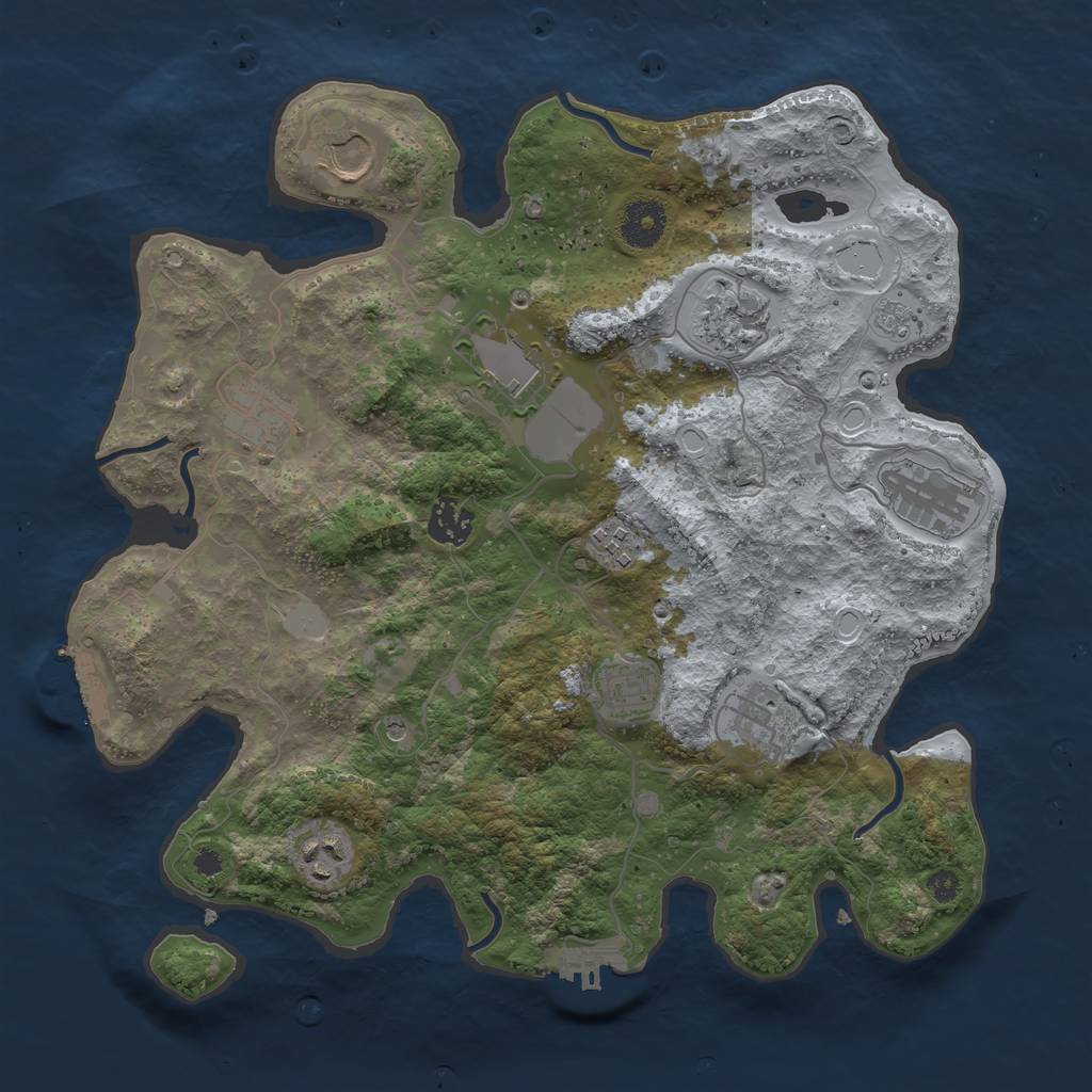 Rust Map: Procedural Map, Size: 3500, Seed: 1833401584, 17 Monuments