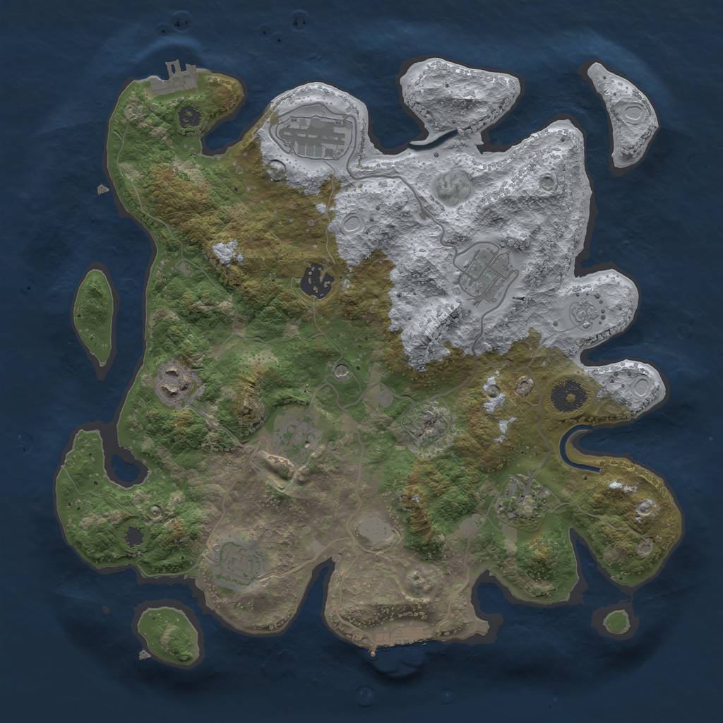Rust Map: Procedural Map, Size: 3300, Seed: 700583603, 14 Monuments