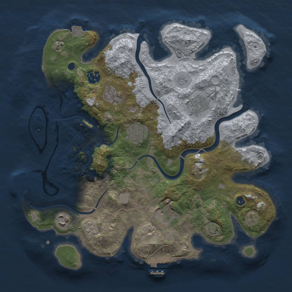 Rust Map: Procedural Map, Size: 3300, Seed: 700583603, 13 Monuments