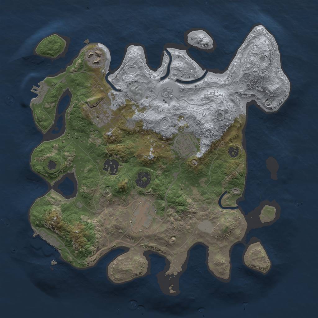 Rust Map: Procedural Map, Size: 3000, Seed: 1686892130, 11 Monuments