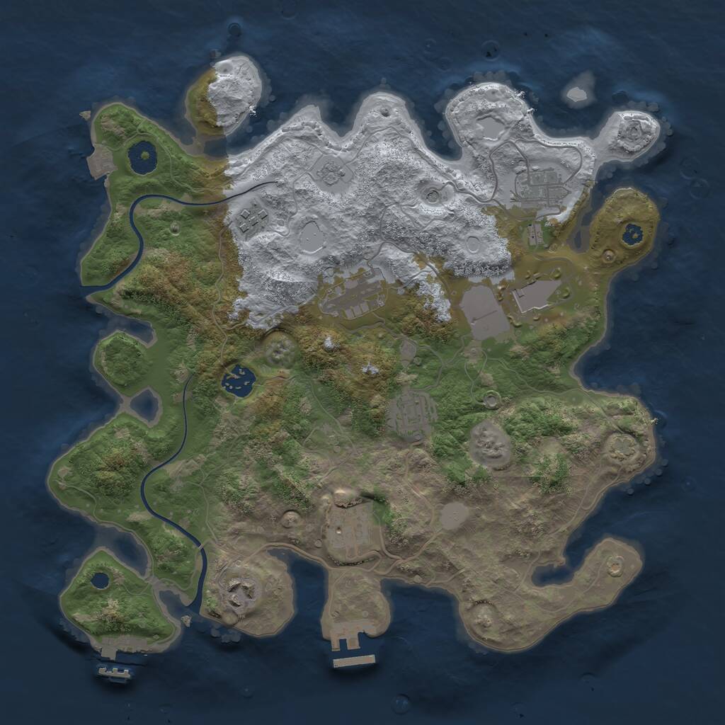 Rust Map: Procedural Map, Size: 3500, Seed: 244639435, 14 Monuments