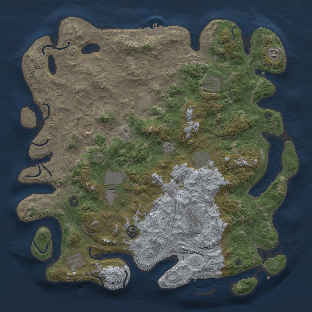 Rust Map: Procedural Map, Size: 4500, Seed: 415321799, 18 Monuments