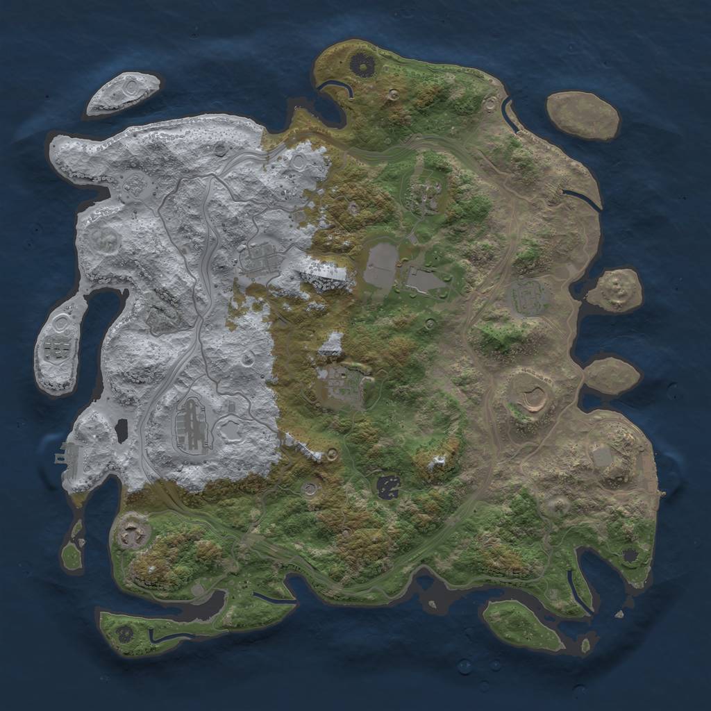 Rust Map: Procedural Map, Size: 4250, Seed: 227673850, 17 Monuments