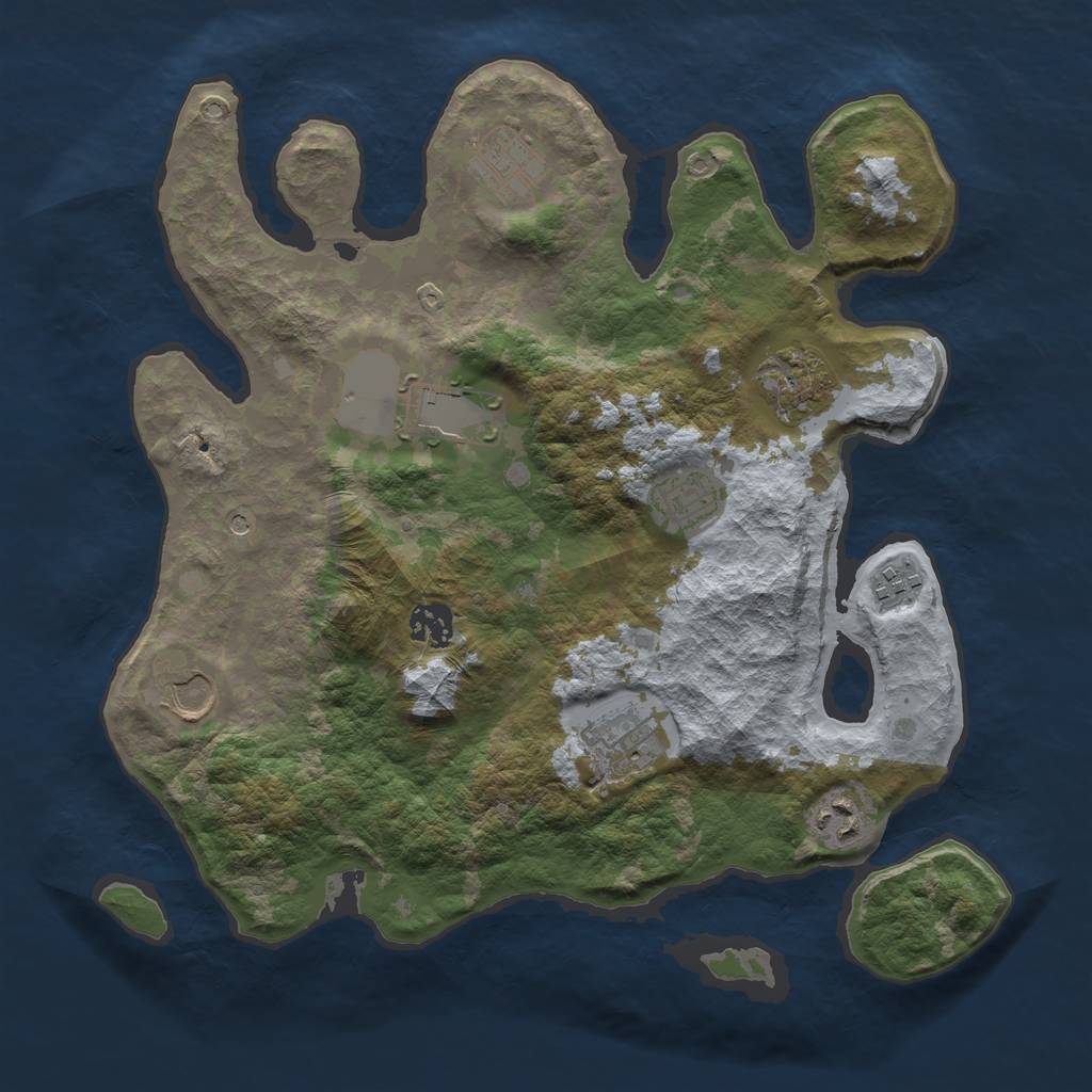 Rust Map: Barren, Size: 3500, Seed: 427201611, 12 Monuments