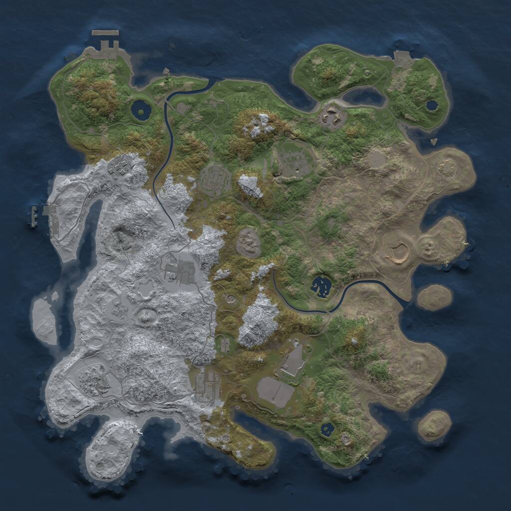 Rust Map: Procedural Map, Size: 3800, Seed: 480905336, 16 Monuments