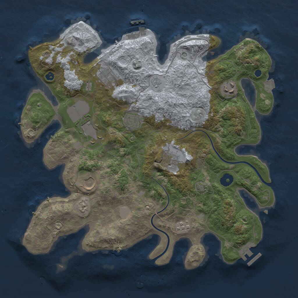 Rust Map: Procedural Map, Size: 3500, Seed: 596039876, 13 Monuments