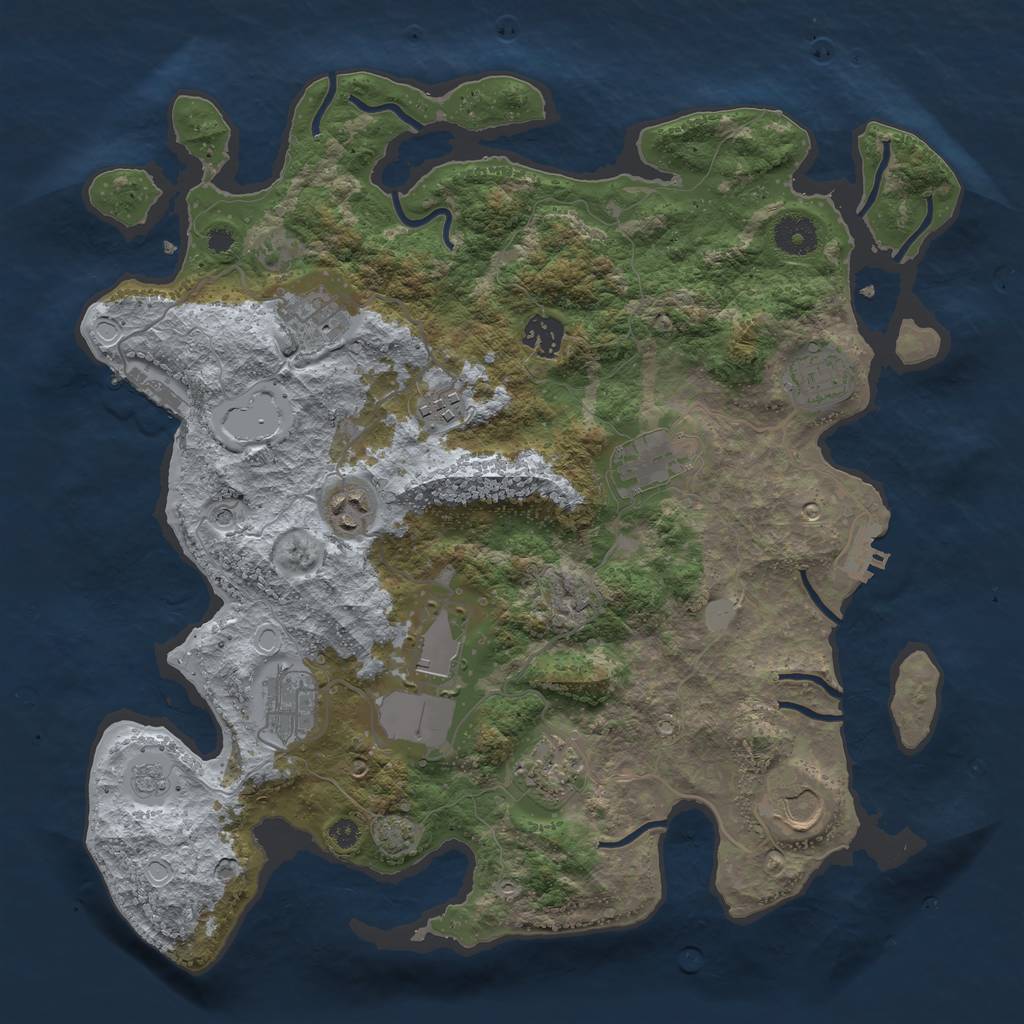 Rust Map: Procedural Map, Size: 3700, Seed: 794296080, 18 Monuments
