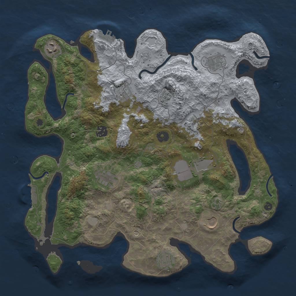 Rust Map: Procedural Map, Size: 3750, Seed: 72802801, 17 Monuments