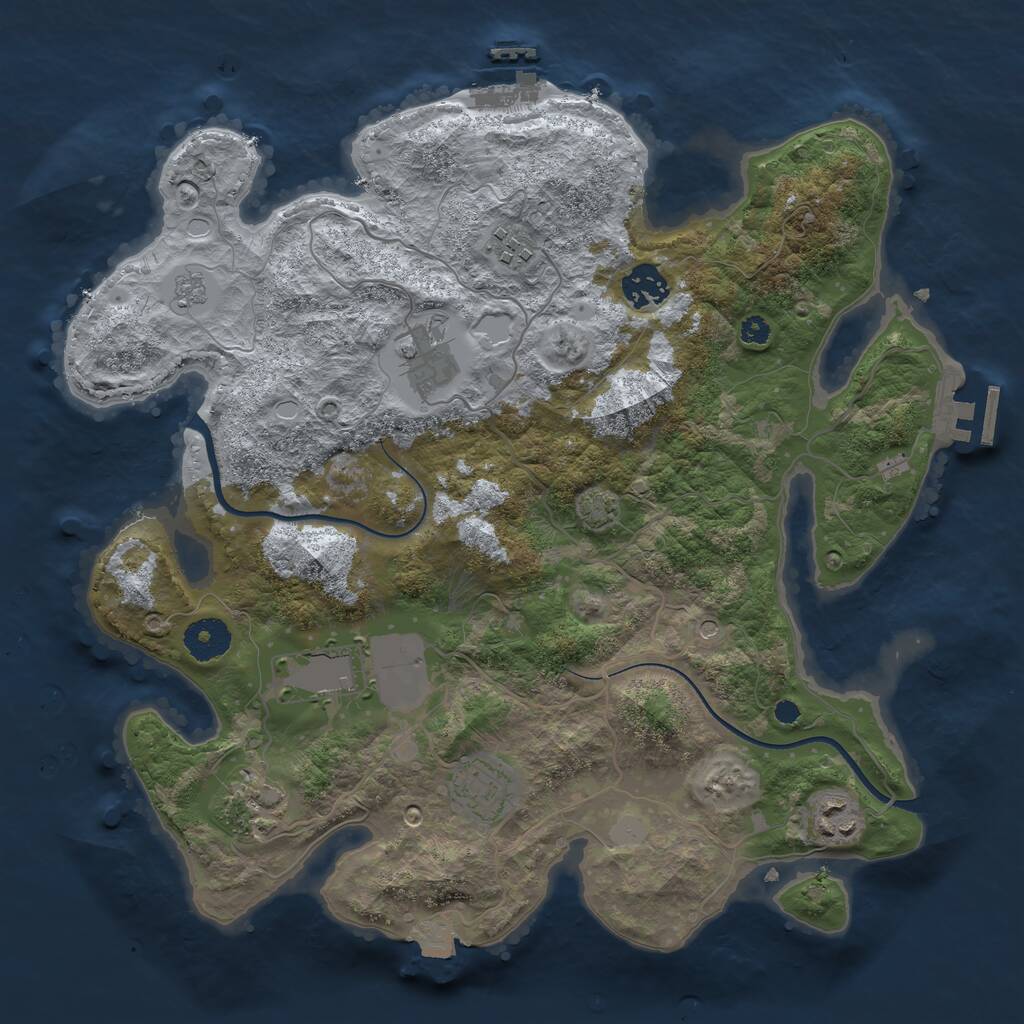 Rust Map: Procedural Map, Size: 3500, Seed: 815292830, 13 Monuments
