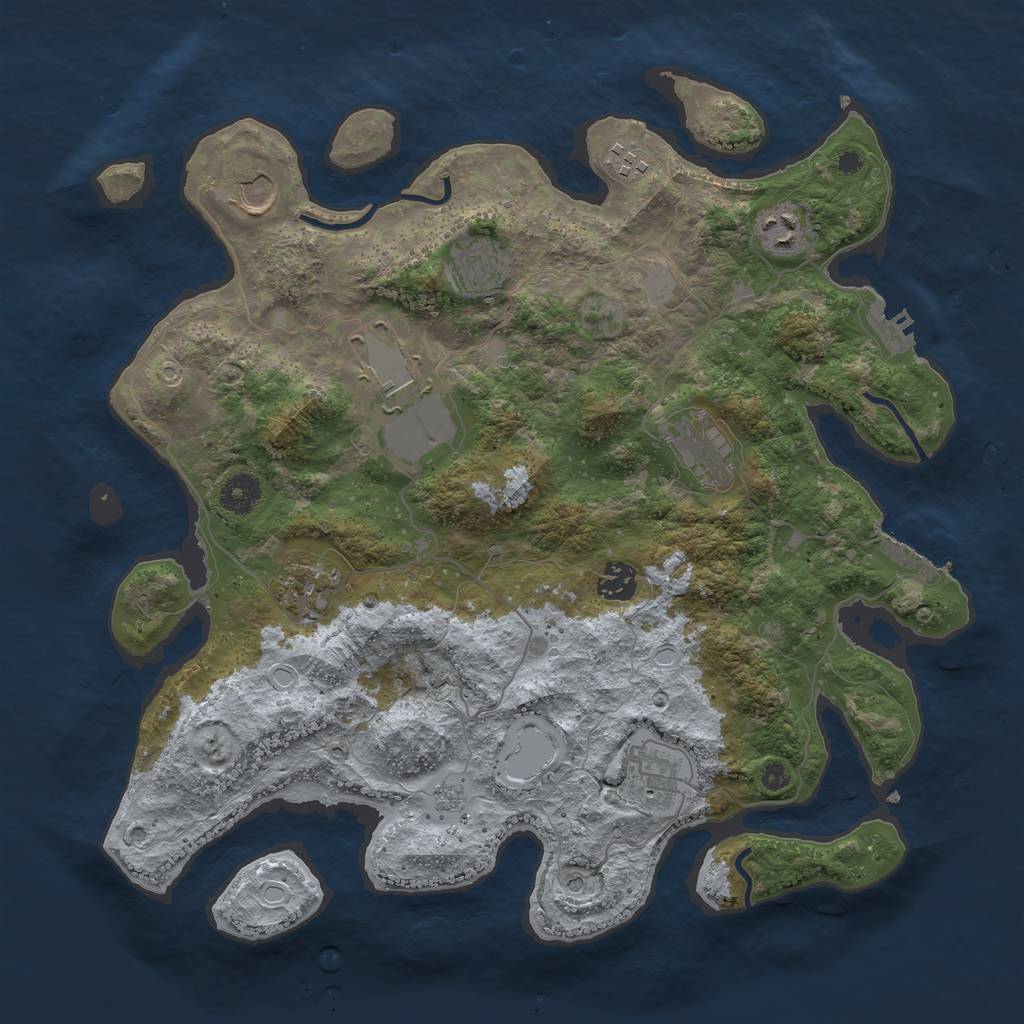 Rust Map: Procedural Map, Size: 3800, Seed: 2023042701, 16 Monuments
