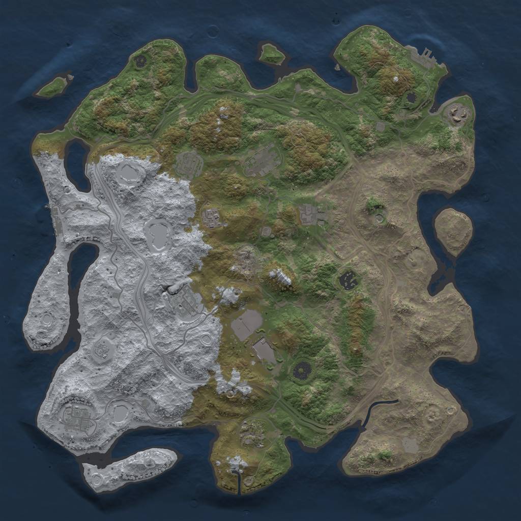 Rust Map: Procedural Map, Size: 4300, Seed: 1445087988, 17 Monuments