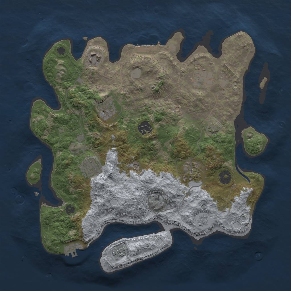 Rust Map: Procedural Map, Size: 3250, Seed: 1168860991, 15 Monuments