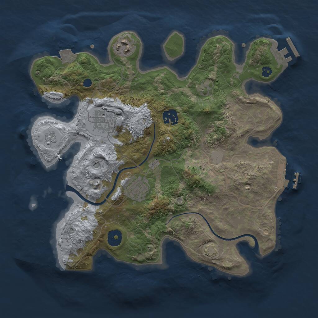 Rust Map: Procedural Map, Size: 3000, Seed: 19112, 10 Monuments