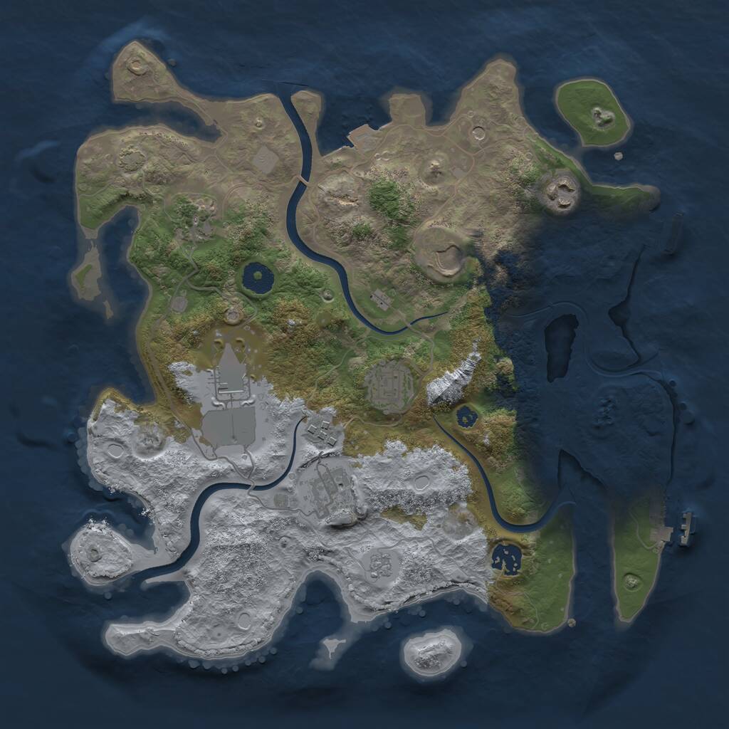 Rust Map: Procedural Map, Size: 3500, Seed: 1576820643, 14 Monuments