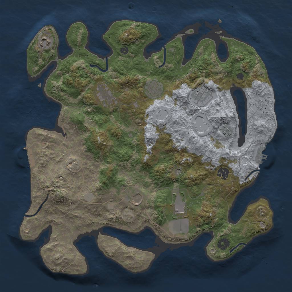 Rust Map: Procedural Map, Size: 3700, Seed: 1885431520, 15 Monuments