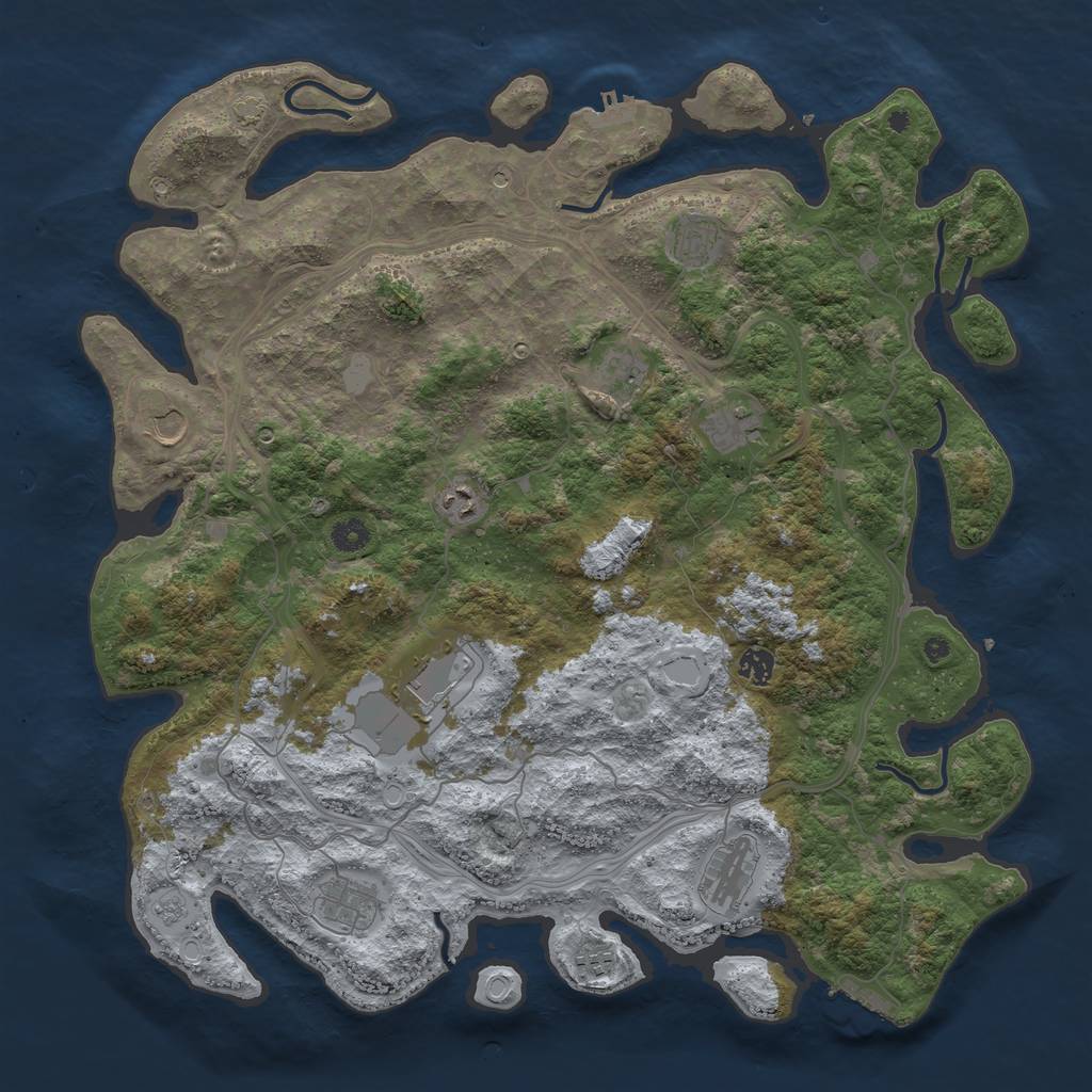 Rust Map: Procedural Map, Size: 4500, Seed: 2143567809, 18 Monuments