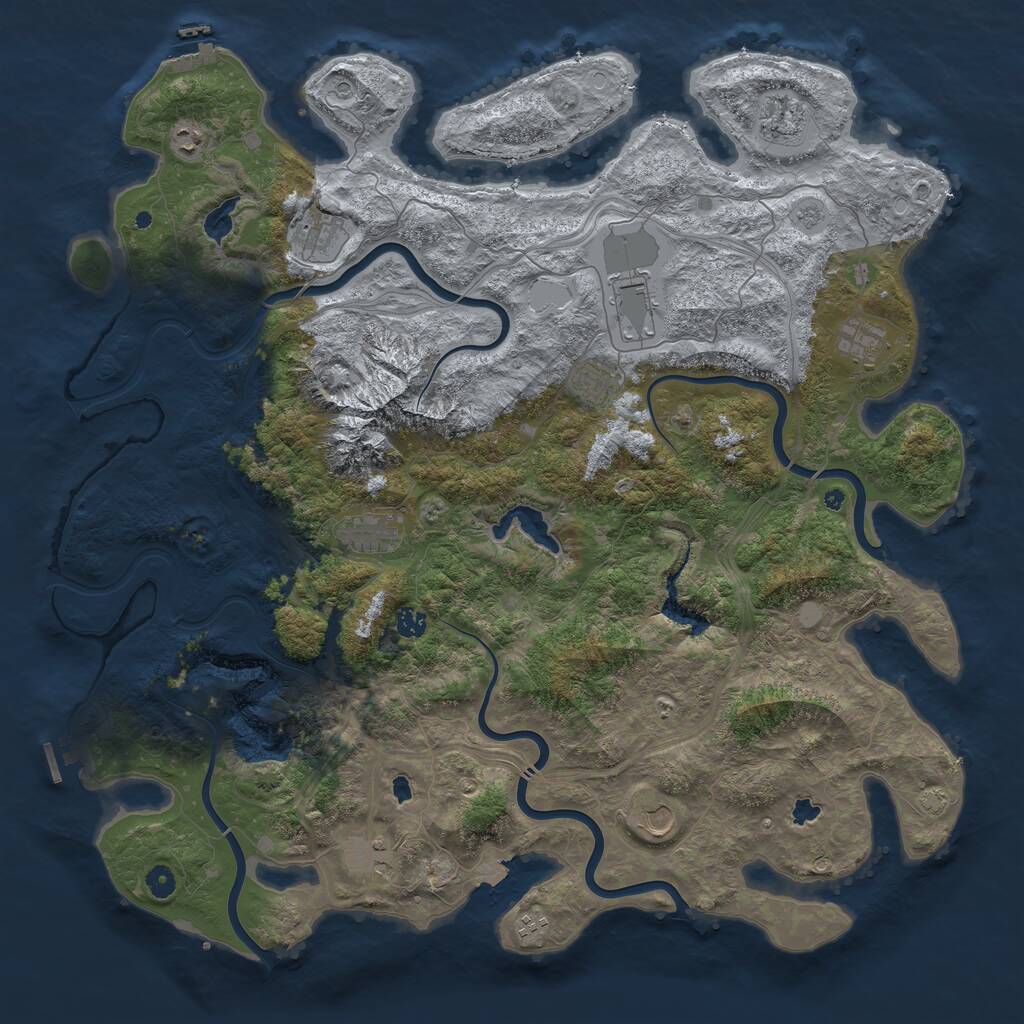 Rust Map: Procedural Map, Size: 5000, Seed: 1254443474, 17 Monuments