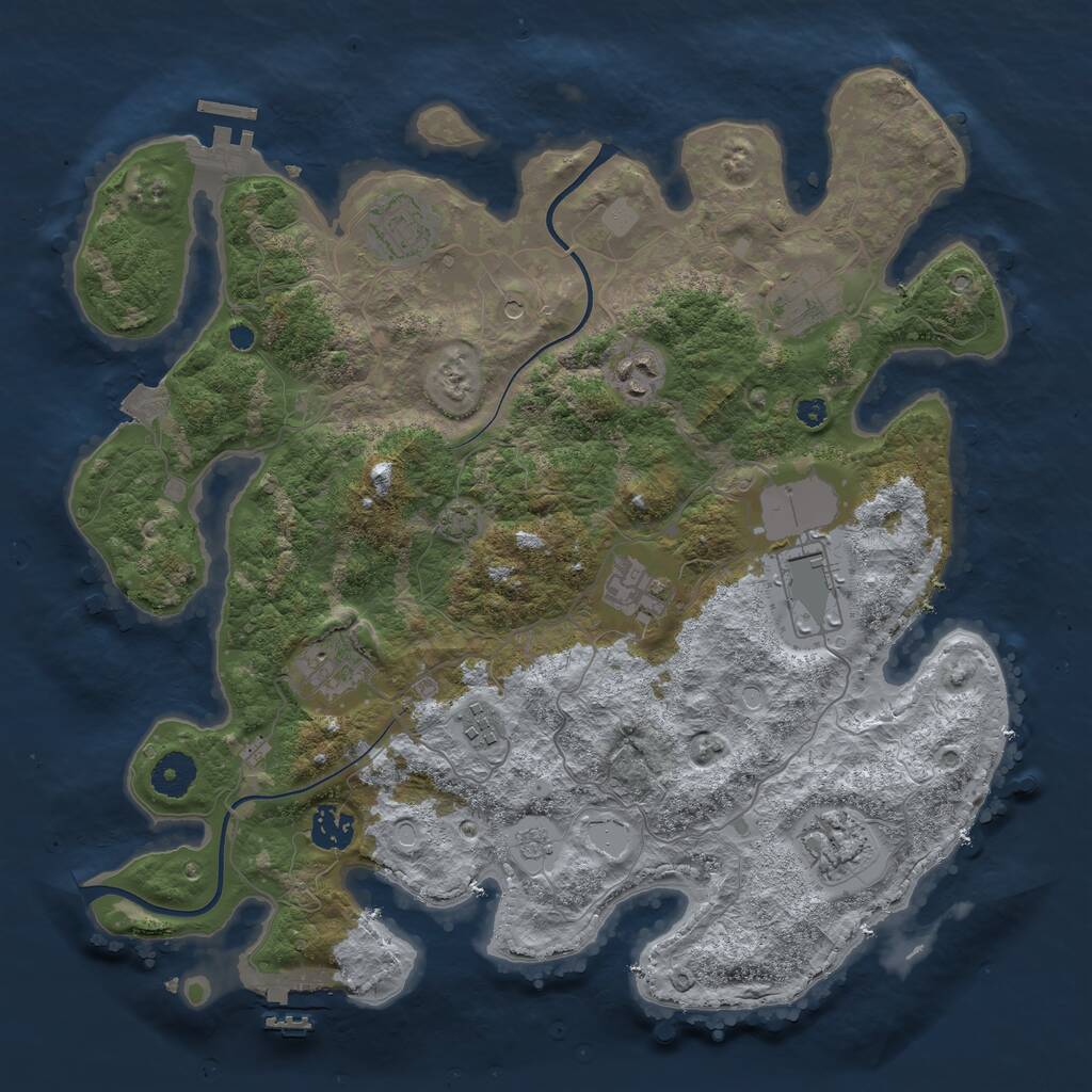 Rust Map: Procedural Map, Size: 3700, Seed: 1803655806, 15 Monuments