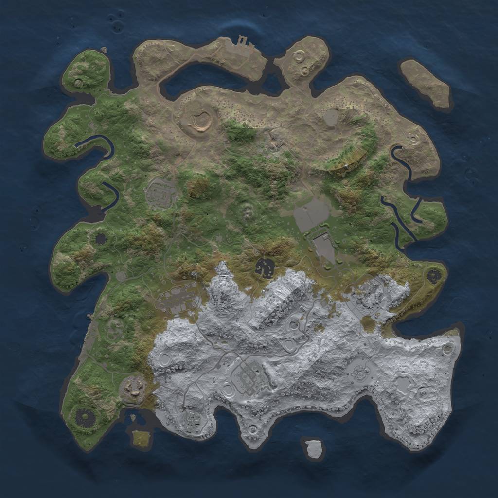 Rust Map: Procedural Map, Size: 3700, Seed: 285073374, 16 Monuments