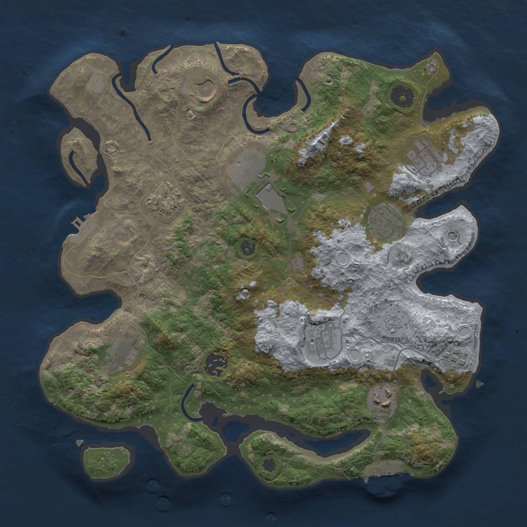 Rust Map: Procedural Map, Size: 3500, Seed: 1968930027, 17 Monuments