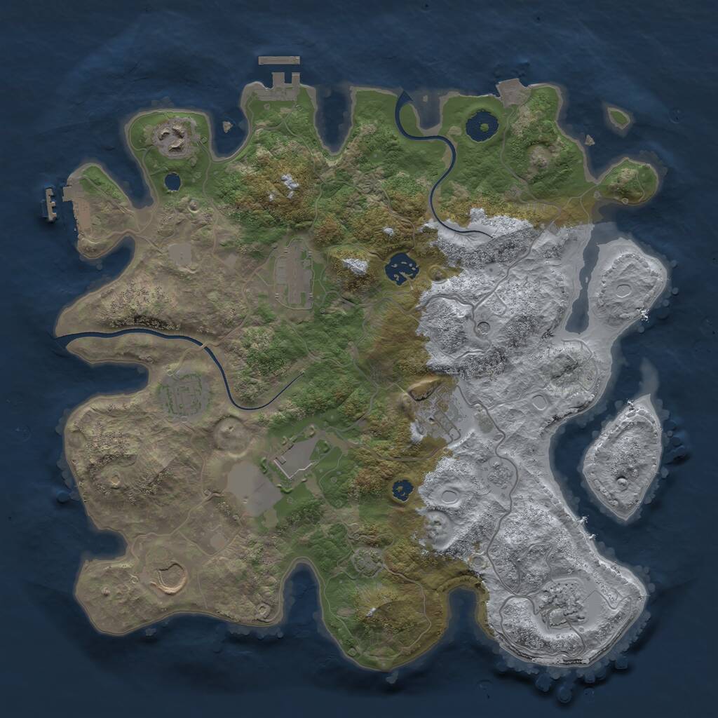 Rust Map: Procedural Map, Size: 3500, Seed: 54545555, 14 Monuments