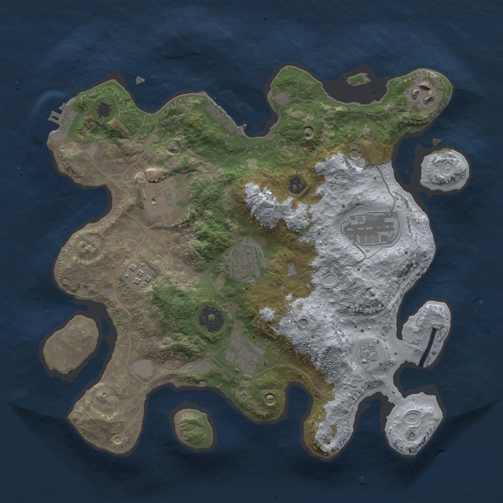 Rust Map: Procedural Map, Size: 3000, Seed: 502725400, 13 Monuments