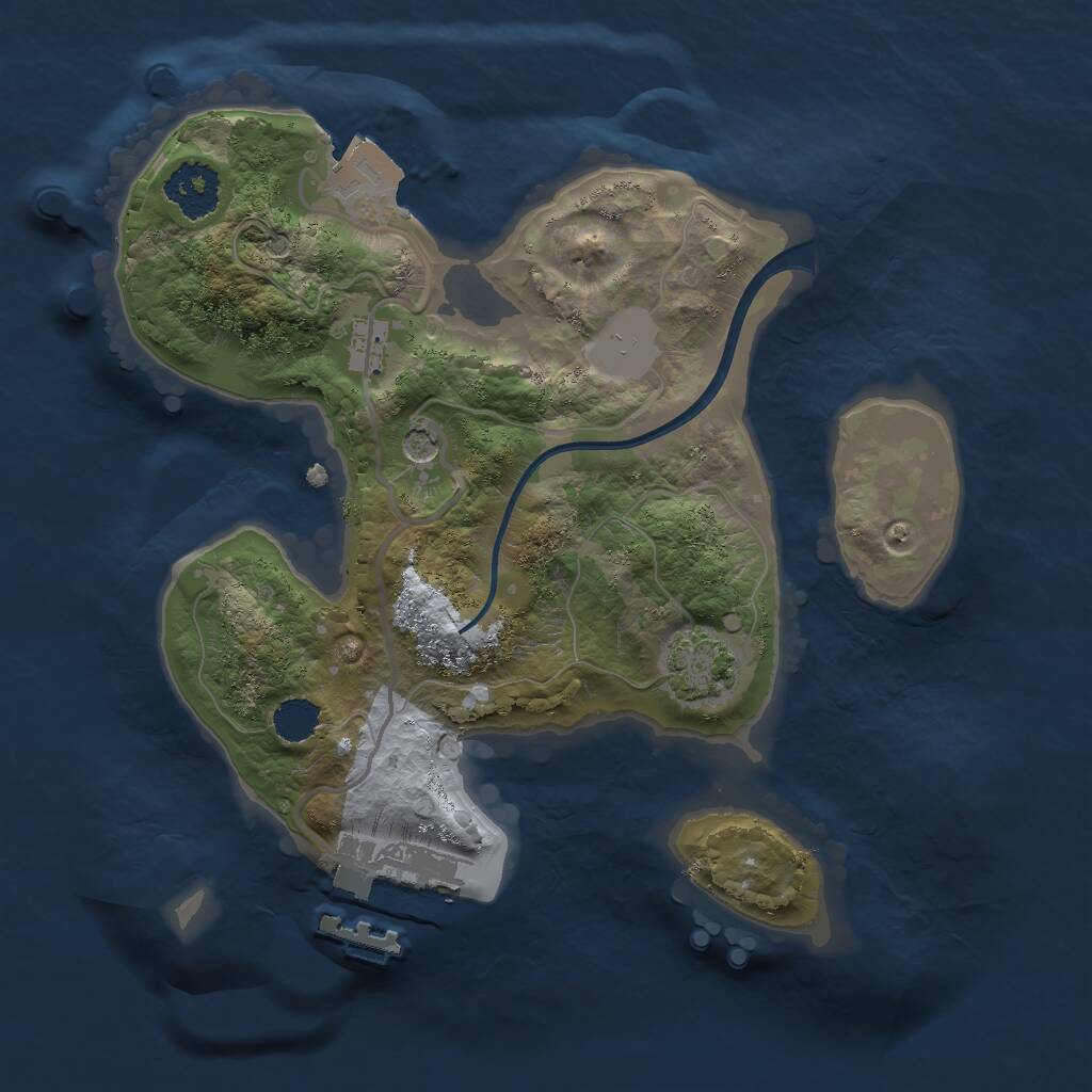 Rust Map: Procedural Map, Size: 2000, Seed: 1363339656, 4 Monuments