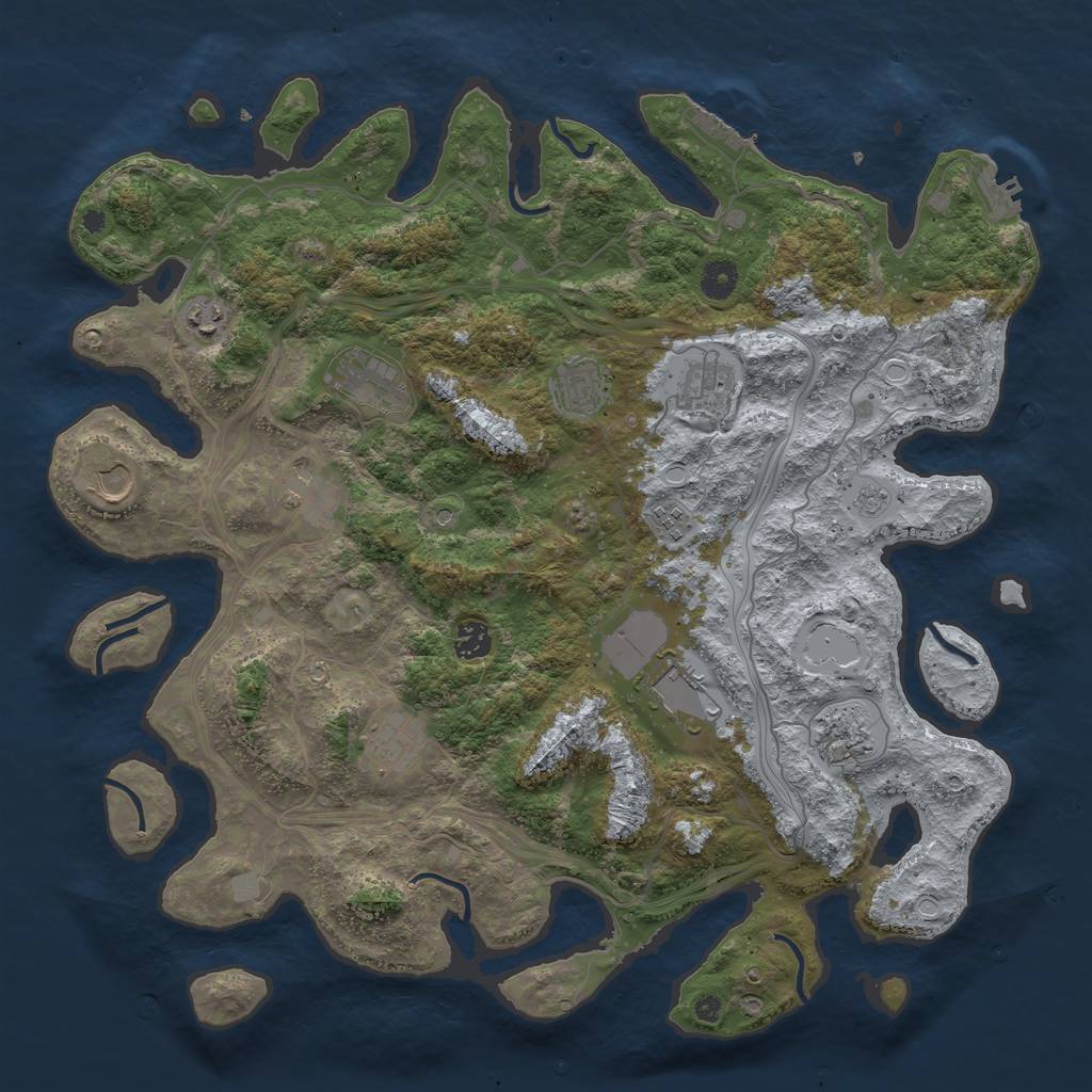Rust Map: Procedural Map, Size: 4250, Seed: 258045668, 18 Monuments