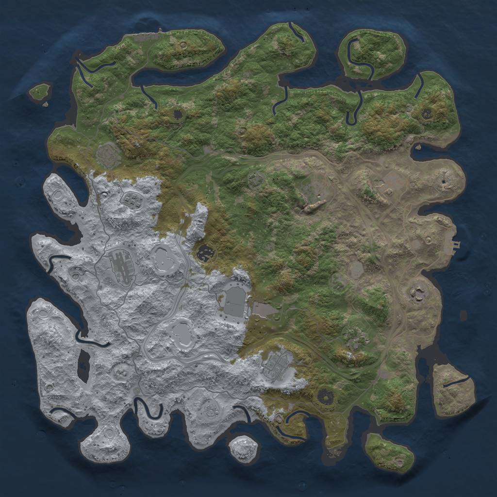 Rust Map: Procedural Map, Size: 4500, Seed: 189407186, 18 Monuments