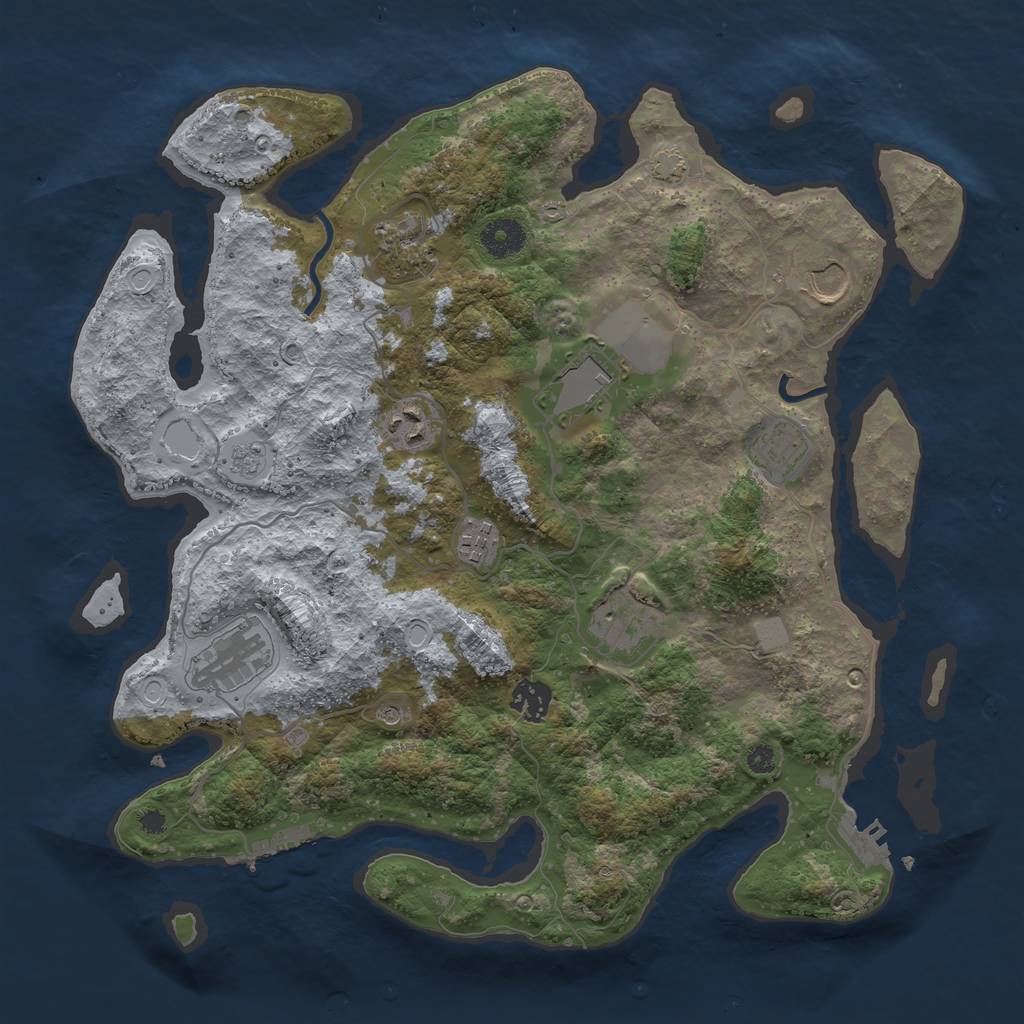 Rust Map: Procedural Map, Size: 3700, Seed: 6310, 17 Monuments