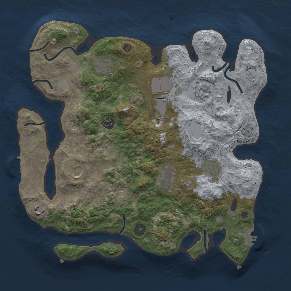 Rust Map: Procedural Map, Size: 3550, Seed: 159343, 17 Monuments