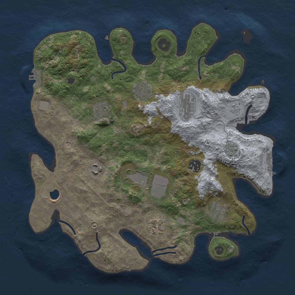 Rust Map: Procedural Map, Size: 3500, Seed: 1323922464, 17 Monuments