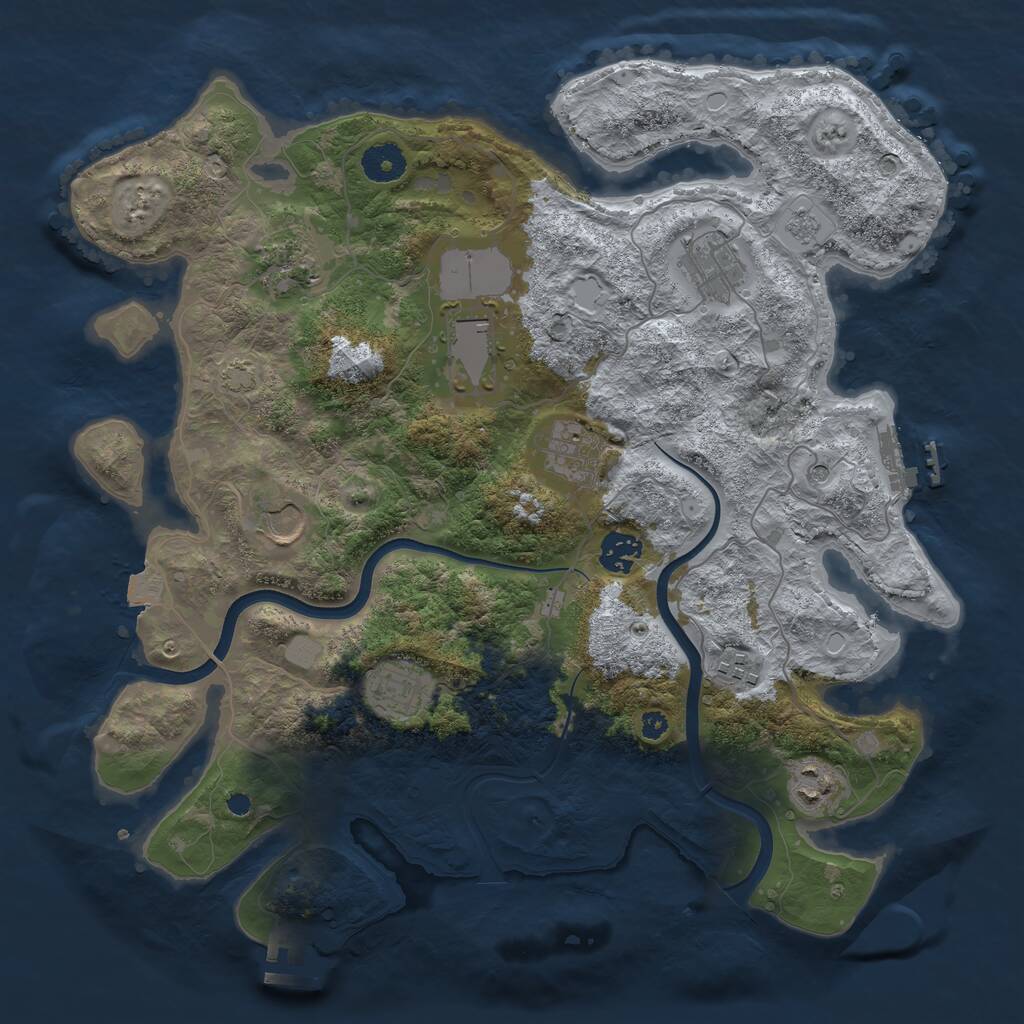 Rust Map: Procedural Map, Size: 3700, Seed: 30923508, 15 Monuments