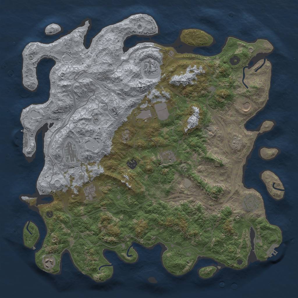 Rust Map: Procedural Map, Size: 4500, Seed: 723514, 17 Monuments