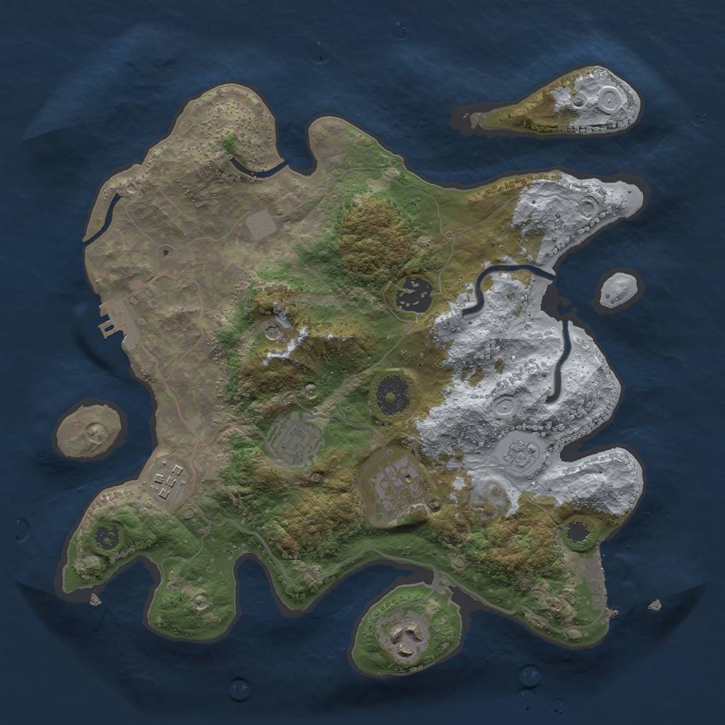 Rust Map: Procedural Map, Size: 3000, Seed: 92887423, 12 Monuments