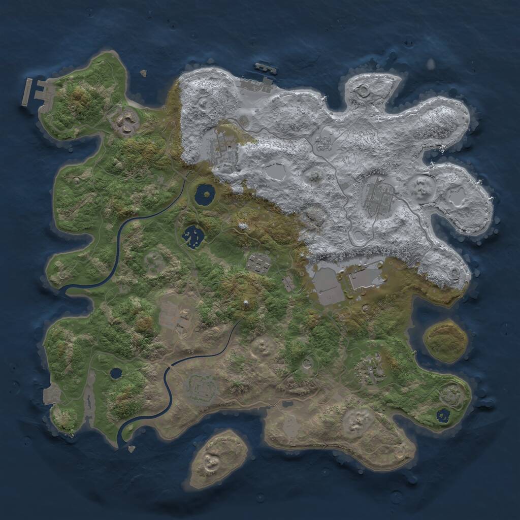 Rust Map: Procedural Map, Size: 3700, Seed: 201239400, 15 Monuments