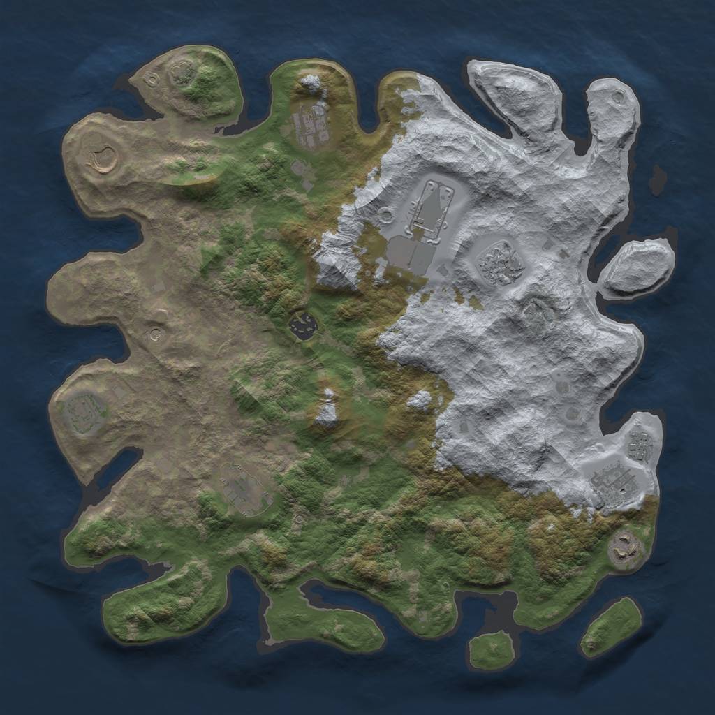 Rust Map: Barren, Size: 4000, Seed: 2090728812, 14 Monuments