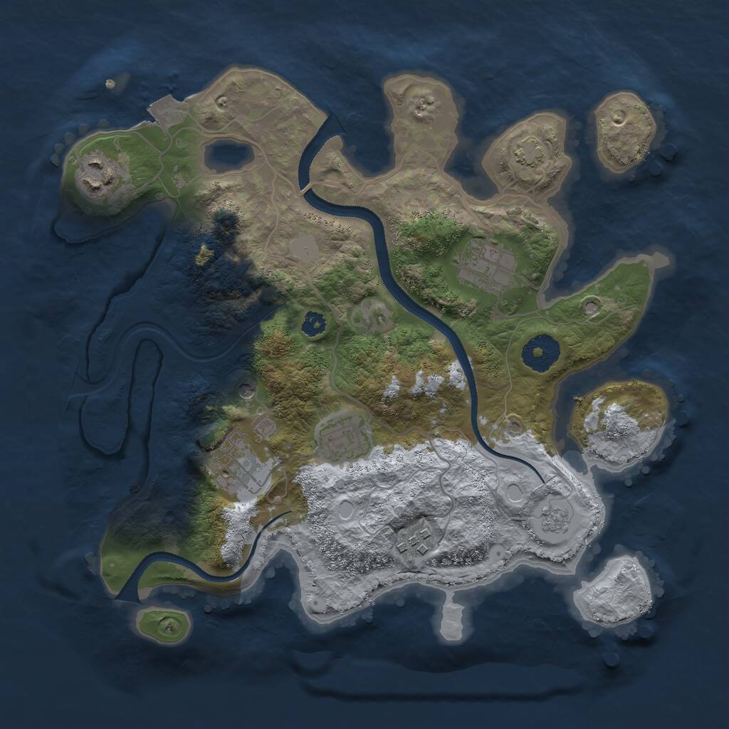 Rust Map: Procedural Map, Size: 3000, Seed: 836319169, 9 Monuments