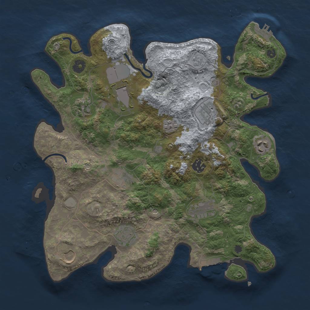 Rust Map: Procedural Map, Size: 3500, Seed: 2139723892, 17 Monuments