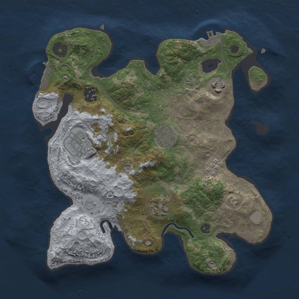 Rust Map: Procedural Map, Size: 3000, Seed: 7643, 13 Monuments