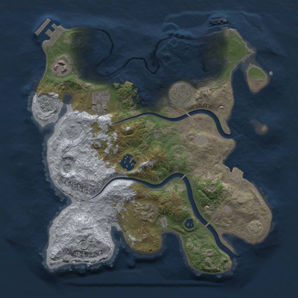 Rust Map: Procedural Map, Size: 3000, Seed: 7643, 12 Monuments