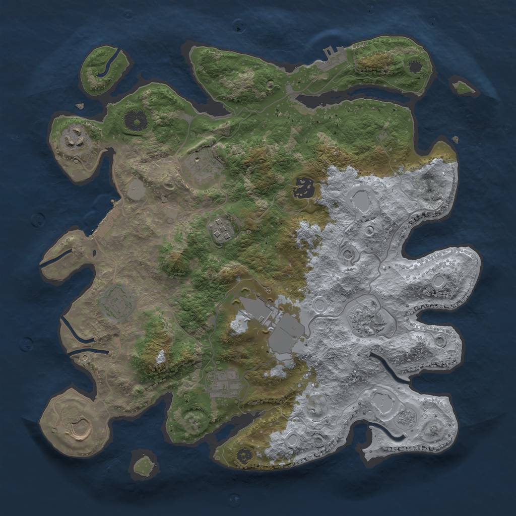 Rust Map: Procedural Map, Size: 3500, Seed: 953724217, 16 Monuments