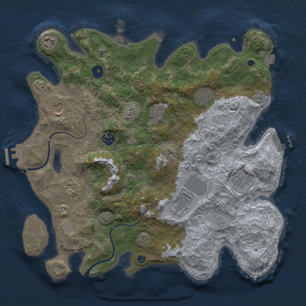 Rust Map: Procedural Map, Size: 3750, Seed: 610968361, 15 Monuments